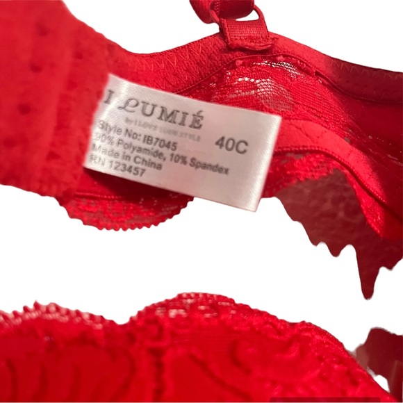 ILYS Sz 40C Scalloped Underwire Padded Red Lace I LUMIÉ Bra • Perfect NWOT - Picture 7 of 10